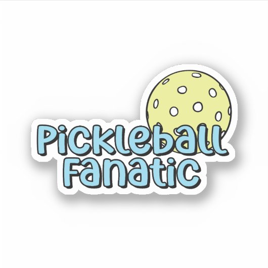 pickleball-fanaat | Blauw en geel Pickleball Sticker (Voorkant)