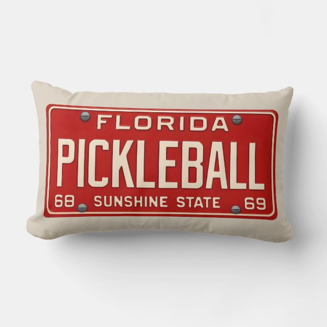 Pickleball Fanatic - Retro Florida License Plate Kussen (Voorkant)