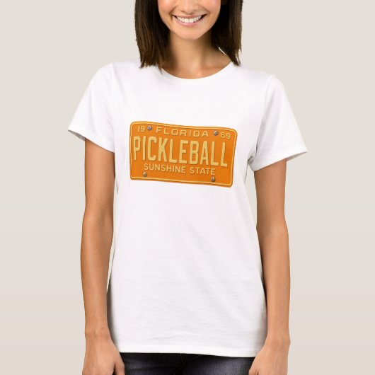 Pickleball Fanatic - Retro Florida License Plate T-shirt (Voorkant)