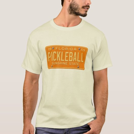 Pickleball Fanatic - Retro Florida License Plate T-shirt (Voorkant)