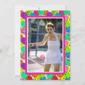 Pickleball Feest Ballonnen Confetti Magenta Foto Kaart (Achterkant)