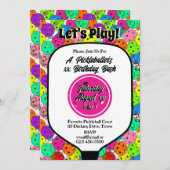 Pickleball Feest Ballonnen Confetti Magenta Foto Kaart (Voorkant / Achterkant)