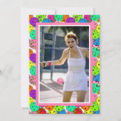 Pickleball Feest Ballonnen Confetti Roze Foto Kaart (Achterkant)