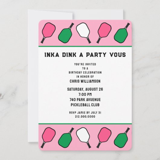Pickleball Feest Kaart (Voorkant)