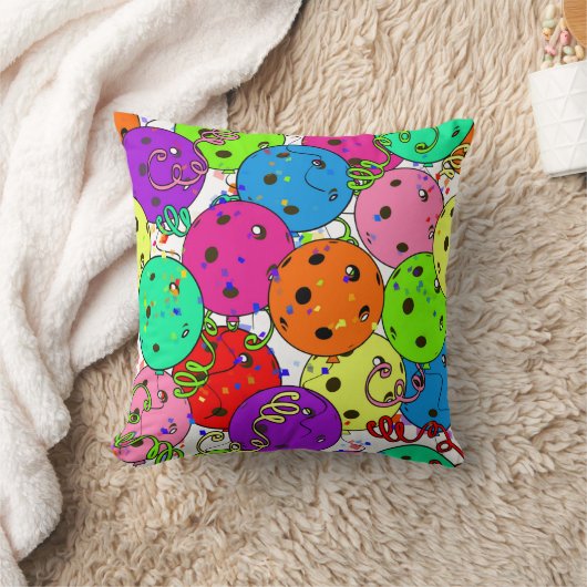 Pickleball Feest Pickleball Ballonnen op Wit Kussen (Deken)