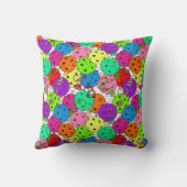 Pickleball Feest Pickleball Ballonnen op Wit Kussen (Achterkant)