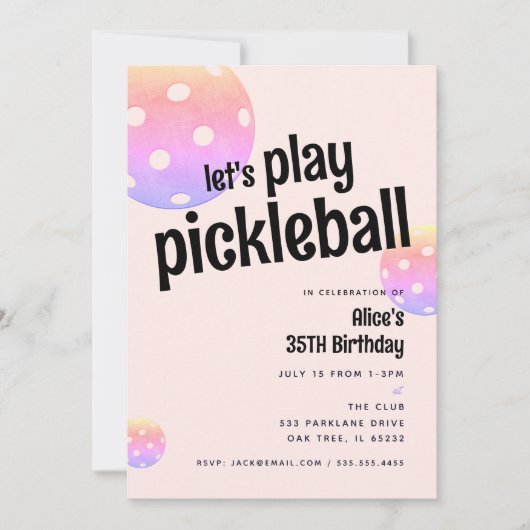 Pickleball Feest Sport Pastel Feest Uitnodiging (Voorkant)