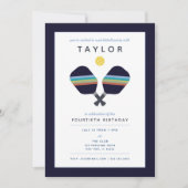 Pickleball Feest Sporten Donkerblauwe Gestreepte P Kaart (Voorkant)