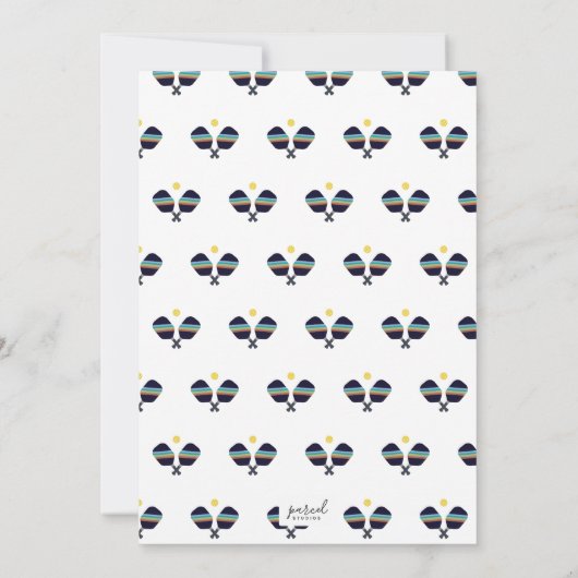 Pickleball Feest Sporten Donkerblauwe Gestreepte P Kaart (Achterkant)