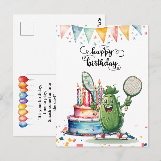 Pickleball Feest   Verjaardag Briefkaart (Voorkant / Achterkant)