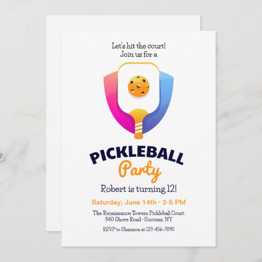 Pickleball Feestje Kaart (Voorkant / Achterkant)