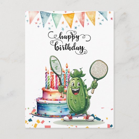 Pickleball Feestje   Verjaardag Briefkaart (Voorkant)