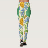 Pickleball Floral Paddle Ball Naadloze Print Leggings (Achterkant)