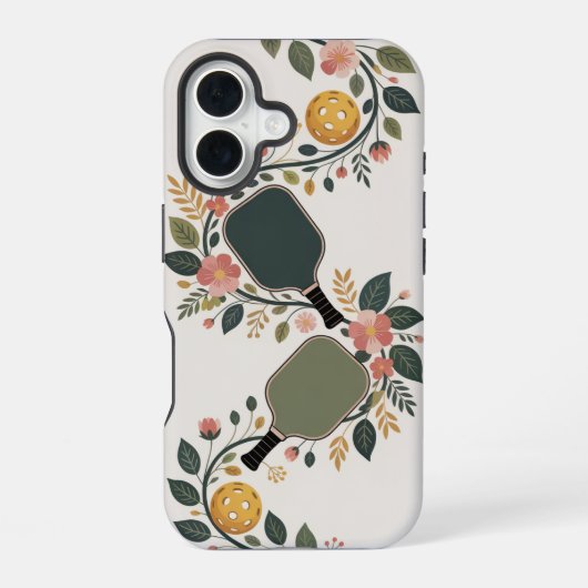Pickleball Floral Paddle Bouquet iPhone 16 Hoesje (Achterkant)