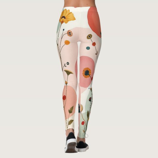Pickleball Floral Paddle Whimsical Wildflower Leggings (Achterkant)