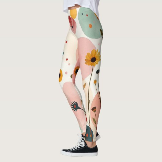 Pickleball Floral Paddle Whimsical Wildflower Leggings (Links)