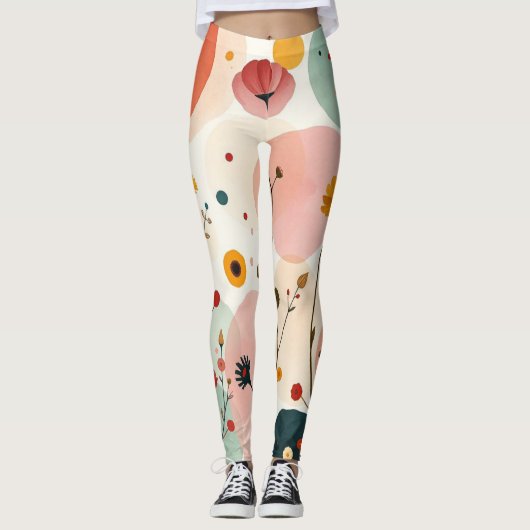 Pickleball Floral Paddle Whimsical Wildflower Leggings (Voorkant)