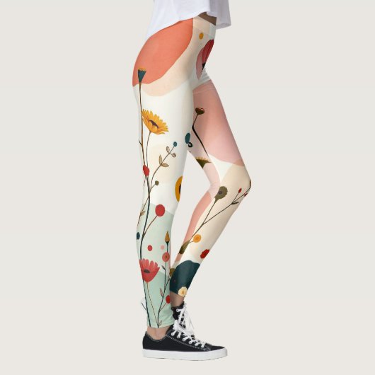 Pickleball Floral Paddle Whimsical Wildflower Leggings (Rechts)