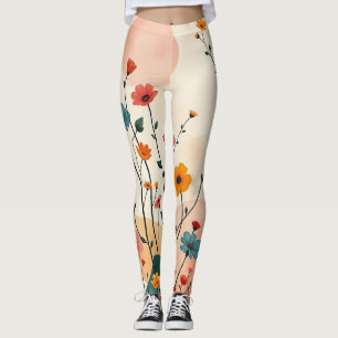 Pickleball Floral Whimsical Wildflower Leggings