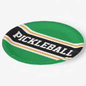 PICKLEBALL Fun Athletic Bold Green Black Stripes Papieren Bordje (Gekanteld)