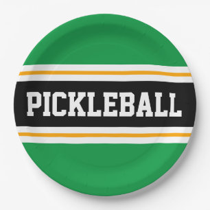 PICKLEBALL Fun Athletic Bold Green Black Stripes Papieren Bordje