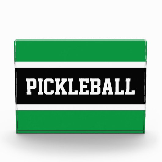 PICKLEBALL Fun Athletic Zwart Groen Witte Strepen Fotoblokken (Voorkant)
