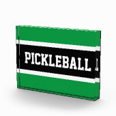 PICKLEBALL Fun Athletic Zwart Groen Witte Strepen Fotoblokken (Rechts)