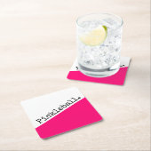 PICKLEBALL Fun Bold Roze Witte Diagonaal Kleurblok Kartonnen Onderzetters (Insitu)