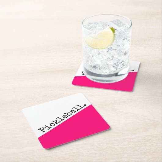 PICKLEBALL Fun Bold Roze Witte Diagonaal Kleurblok Kartonnen Onderzetters (Insitu)
