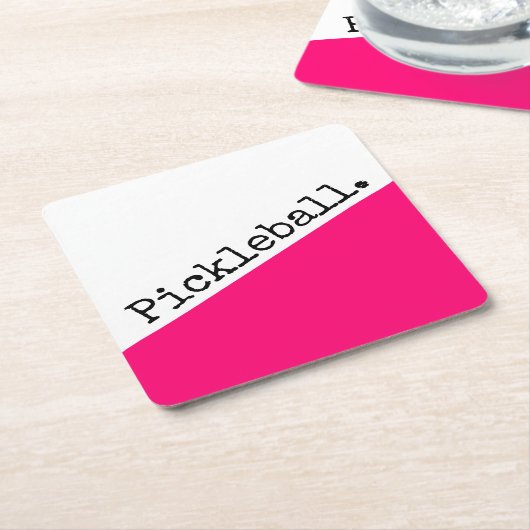 PICKLEBALL Fun Bold Roze Witte Diagonaal Kleurblok Kartonnen Onderzetters (Schuin)