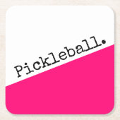PICKLEBALL Fun Bold Roze Witte Diagonaal Kleurblok Kartonnen Onderzetters (Voorkant)