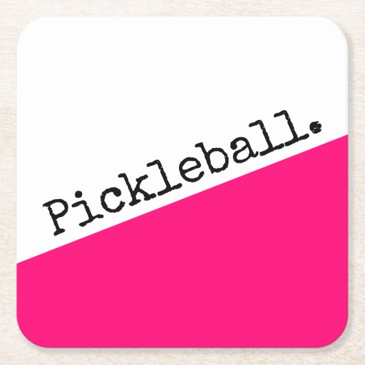 PICKLEBALL Fun Bold Roze Witte Diagonaal Kleurblok Kartonnen Onderzetters (Voorkant)