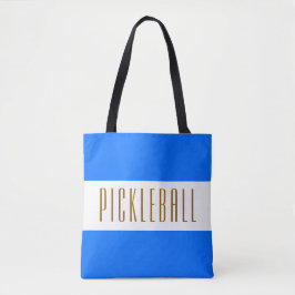 PICKLEBALL Fun Brede Helderblauwe Witte Strepen Tote Bag
