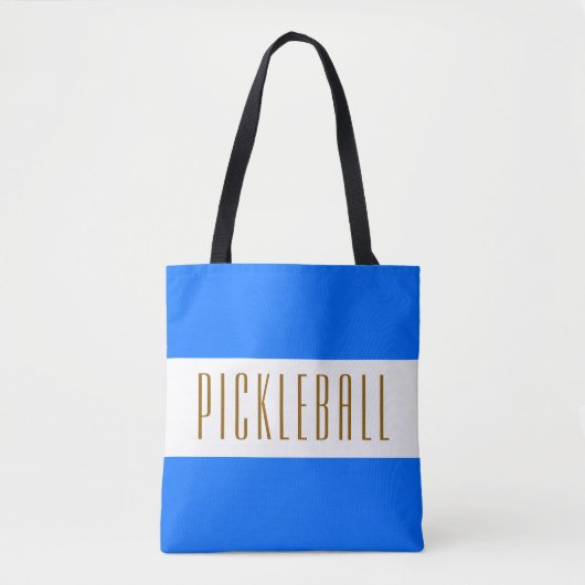 PICKLEBALL Fun Brede Helderblauwe Witte Strepen Tote Bag (Voorkant)