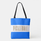 PICKLEBALL Fun Brede Helderblauwe Witte Strepen Tote Bag (Achterkant)