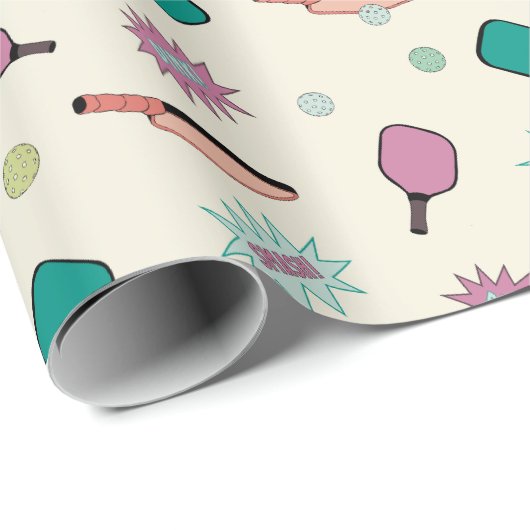 Pickleball! Fun Colorful Pattern Cadeaupapier (Rol Hoek)