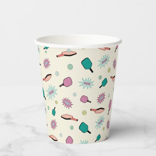 Pickleball! Fun Colorful Pattern Papieren Bekers (Achterkant)