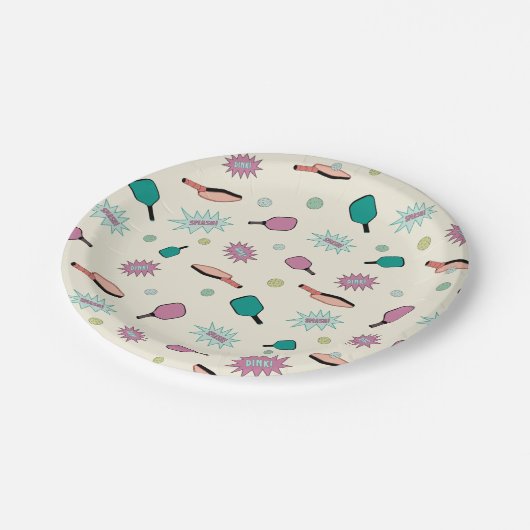 Pickleball! Fun Colorful Pattern Papieren Bordje (Gekanteld)