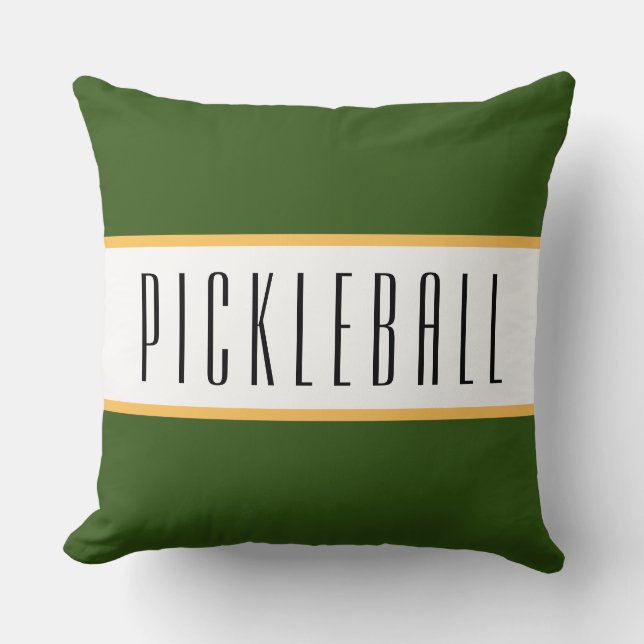 PICKLEBALL Fun Forest Green White Racing Stripes Kussen (Voorkant)