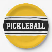 PICKLEBALL Fun Geel Zwart Wit Racing Stripes