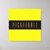 PICKLEBALL Fun Helder Geel Vet Zwarte Strepen Canvas Afdruk (Voorkant)