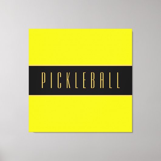 PICKLEBALL Fun Helder Geel Vet Zwarte Strepen Canvas Afdruk (Voorkant)