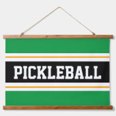 PICKLEBALL Fun Helder Groen Geel Zwart Strepen Hangend Wandkleed (Voorkant)