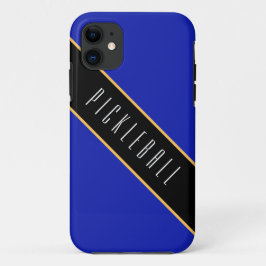 PICKLEBALL Fun Royal Blauw Zwart Diagonaal Strepen Case-Mate iPhone Case