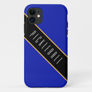 PICKLEBALL Fun Royal Blauw Zwart Diagonaal Strepen Case-Mate iPhone Case