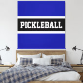 PICKLEBALL Fun Royal Navy Blauw Zwart Wit Strepen Canvas Afdruk (Insitu (Slaapkamer))