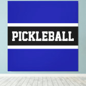 PICKLEBALL Fun Royal Navy Blauw Zwart Wit Strepen Canvas Afdruk (Insitu (Houten vloer))