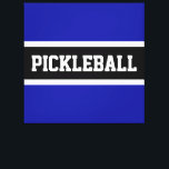 PICKLEBALL Fun Royal Navy Blauw Zwart Wit Strepen Canvas Afdruk<br><div class="desc">Dit atletische ontwerp heeft grote sportieve letters in een brede zwarte streep gemarkeerd met witte strepen op een blauwe achtergrond van de koninklijke marine. De kleuren en PICKLEBALL tekst in deze sjabloon ontwerp kan worden gepersonaliseerd.</div>