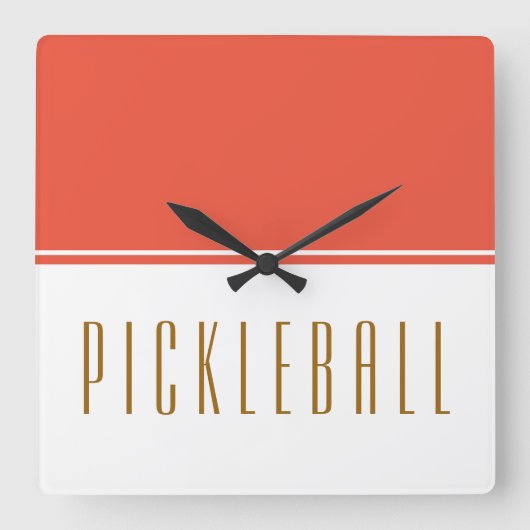 PICKLEBALL Fun Sportief Sinaasappel Wit Kleurblok Vierkante Klok (Voorkant)