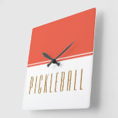PICKLEBALL Fun Sportief Sinaasappel Wit Kleurblok Vierkante Klok (Hoek)